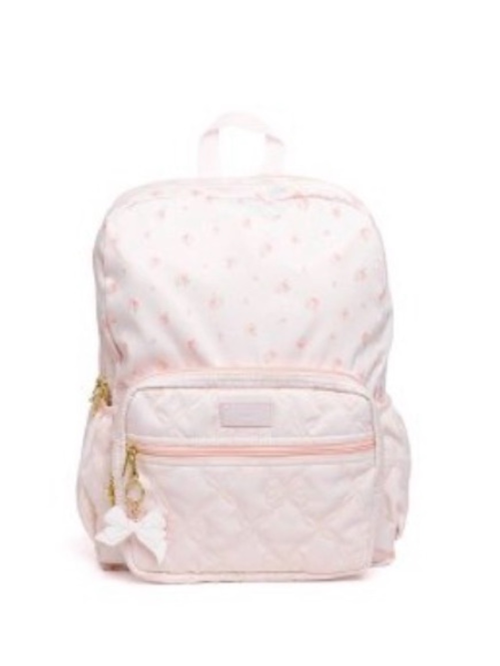 LoveShackFancy Pale Pink Quilted Kids Backpack with Bow Charm